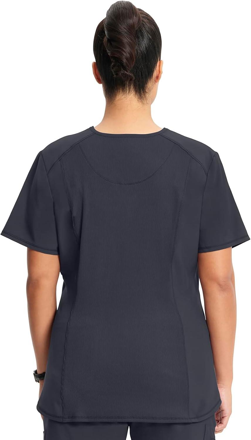 imageCherokee Infinity VNeck Nurse Scrub Top for Women with RibKnit Panel and Tuckable CK687APewter