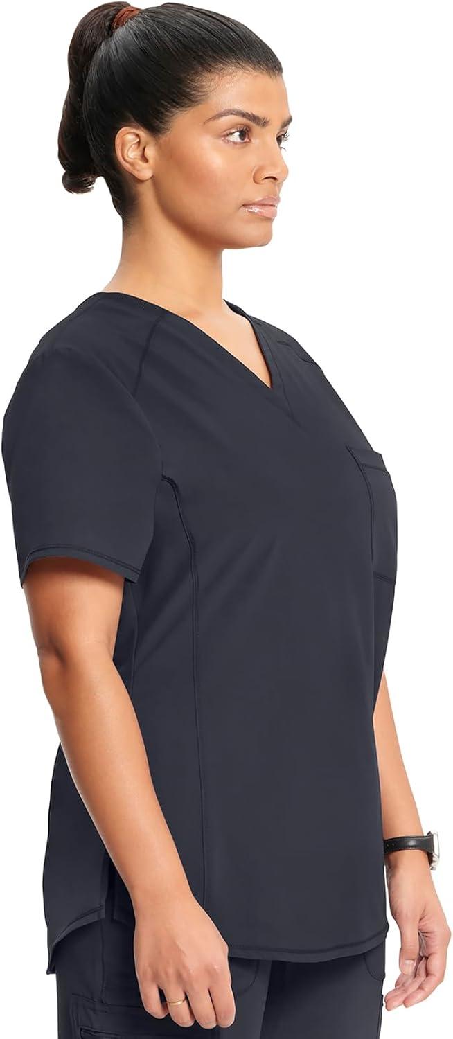 imageCherokee Infinity VNeck Nurse Scrub Top for Women with RibKnit Panel and Tuckable CK687APewter