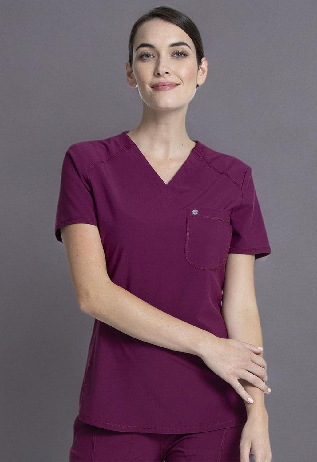 imageCherokee Infinity VNeck Nurse Scrub Top for Women with RibKnit Panel and Tuckable CK687AWine