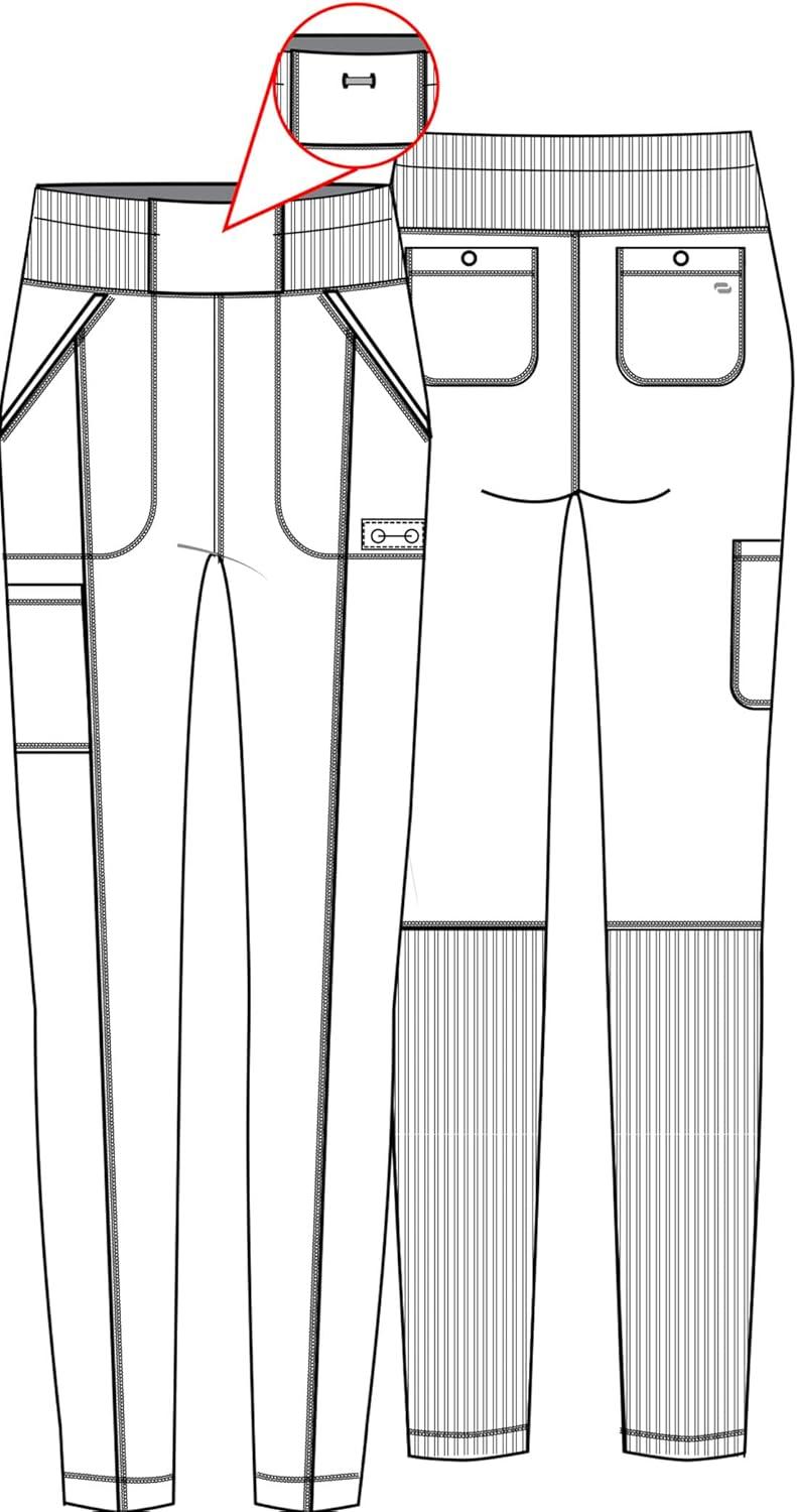 imageCherokee Infinity Womens High Rise Skinny Scrub Pants 5 Pockets Moisture Wicking Easy Care PROTX2 amp 360 Stretch CK067APalm Leaf