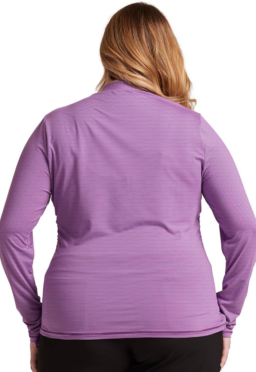 imageCherokee Infinity Womens Long Sleeve TShirt Mock Neck Underscrub Knit with Center Back Length of 24 12 CK767Bright Violet Tonal Violet