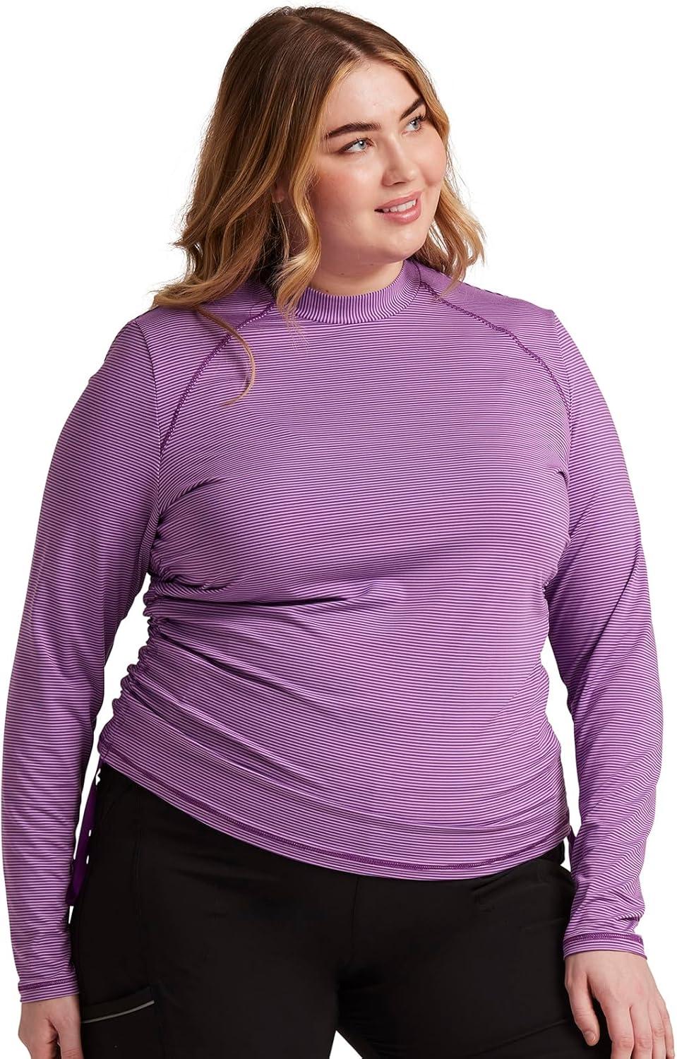 imageCherokee Infinity Womens Long Sleeve TShirt Mock Neck Underscrub Knit with Center Back Length of 24 12 CK767Bright Violet Tonal Violet