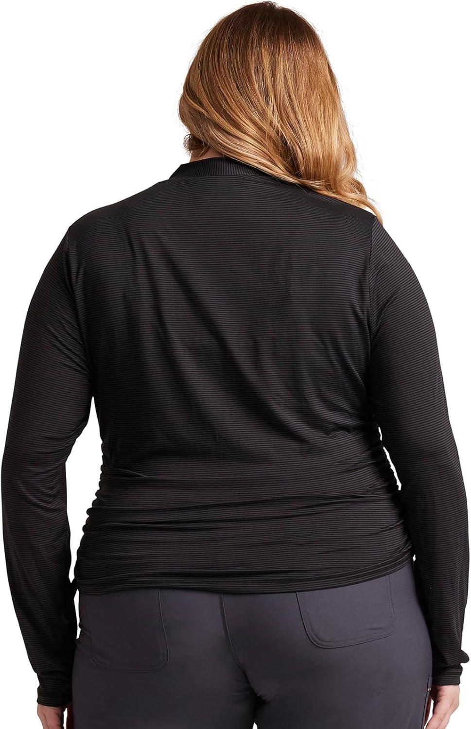 imageCherokee Infinity Womens Long Sleeve TShirt Mock Neck Underscrub Knit with Center Back Length of 24 12 CK767Pewter Black