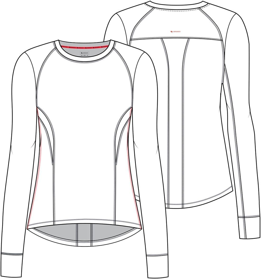 imageCherokee Infinity Womens Long Sleeve Underscrub Top Round Neck Thumbholes MoistureWicking 360 Stretch IN640Pewter