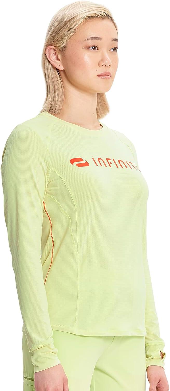 imageCherokee Infinity Womens Long Sleeve Underscrub Top Thumbhole Cuffs Moisture Wicking 360 Stretch Fabric Undertee IN641Green Energy