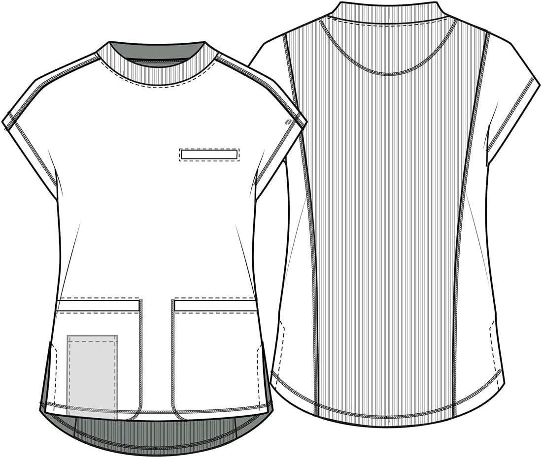 imageCherokee Infinity Womens Mock Neck Scrub Top 4 Pockets Dolman Sleeves RibKnit Back Panel Stylish Medical Top CK742ARoyal