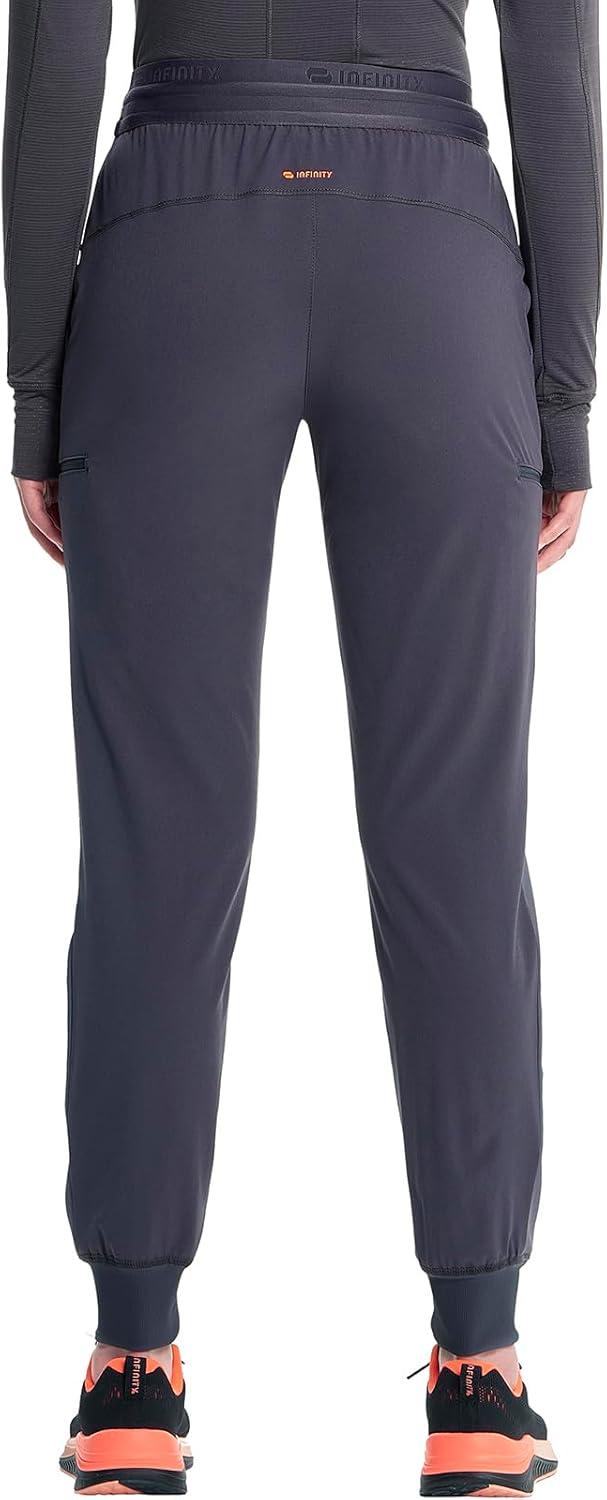imageCherokee Infinity Womens PullOn Scrub Jogger Pants Mid Rise Bottoms 4 Pockets Elastic Waist Interior Drawstring IN122APewter