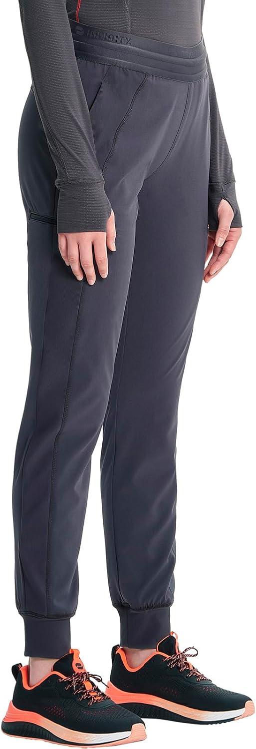 imageCherokee Infinity Womens PullOn Scrub Jogger Pants Mid Rise Bottoms 4 Pockets Elastic Waist Interior Drawstring IN122APewter