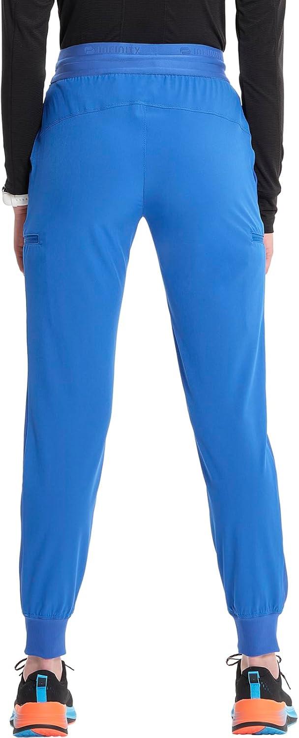 imageCherokee Infinity Womens PullOn Scrub Jogger Pants Mid Rise Bottoms 4 Pockets Elastic Waist Interior Drawstring IN122ARoyal