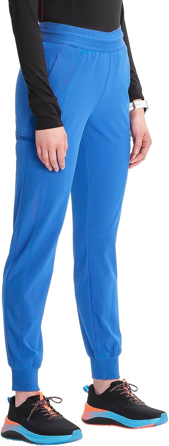 imageCherokee Infinity Womens PullOn Scrub Jogger Pants Mid Rise Bottoms 4 Pockets Elastic Waist Interior Drawstring IN122ARoyal