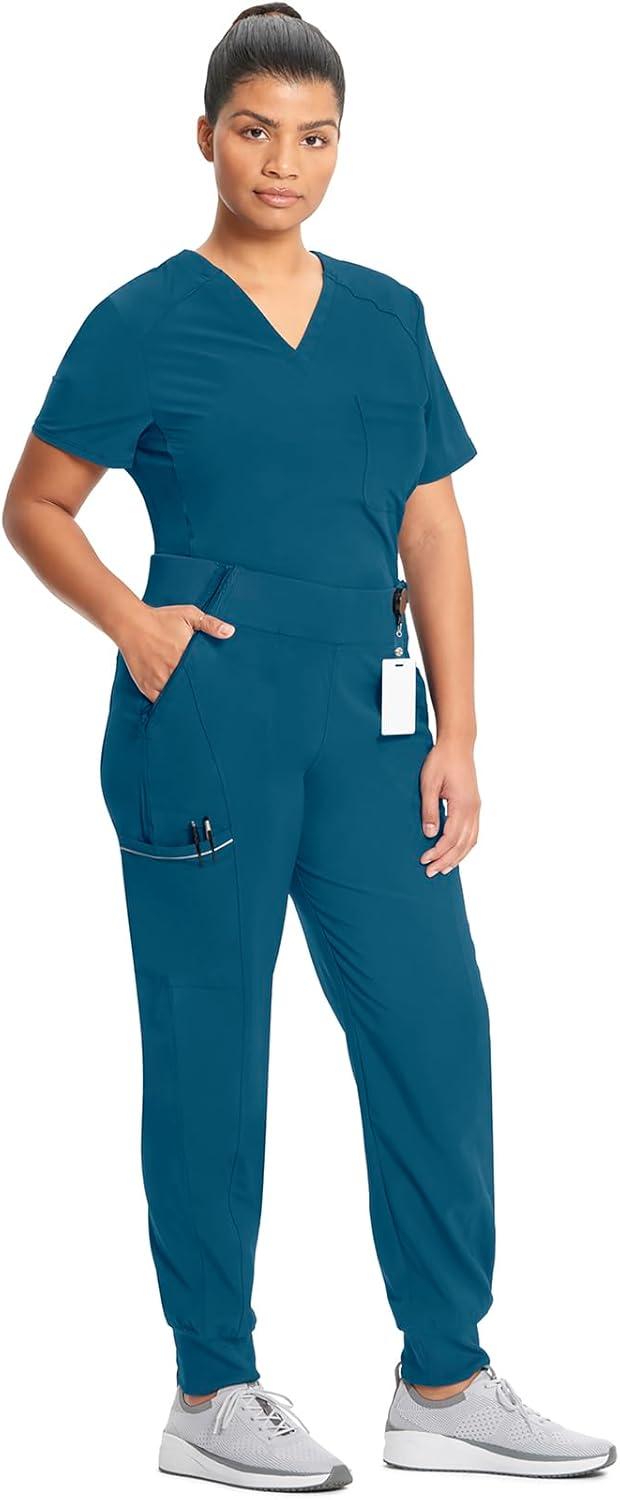 imageCherokee Infinity Womens Scrub Jogger Pants Mid Rise Moisture Wicking WrinkleResistant 360 Stretch 5 Pockets CK110ACaribbean Blue