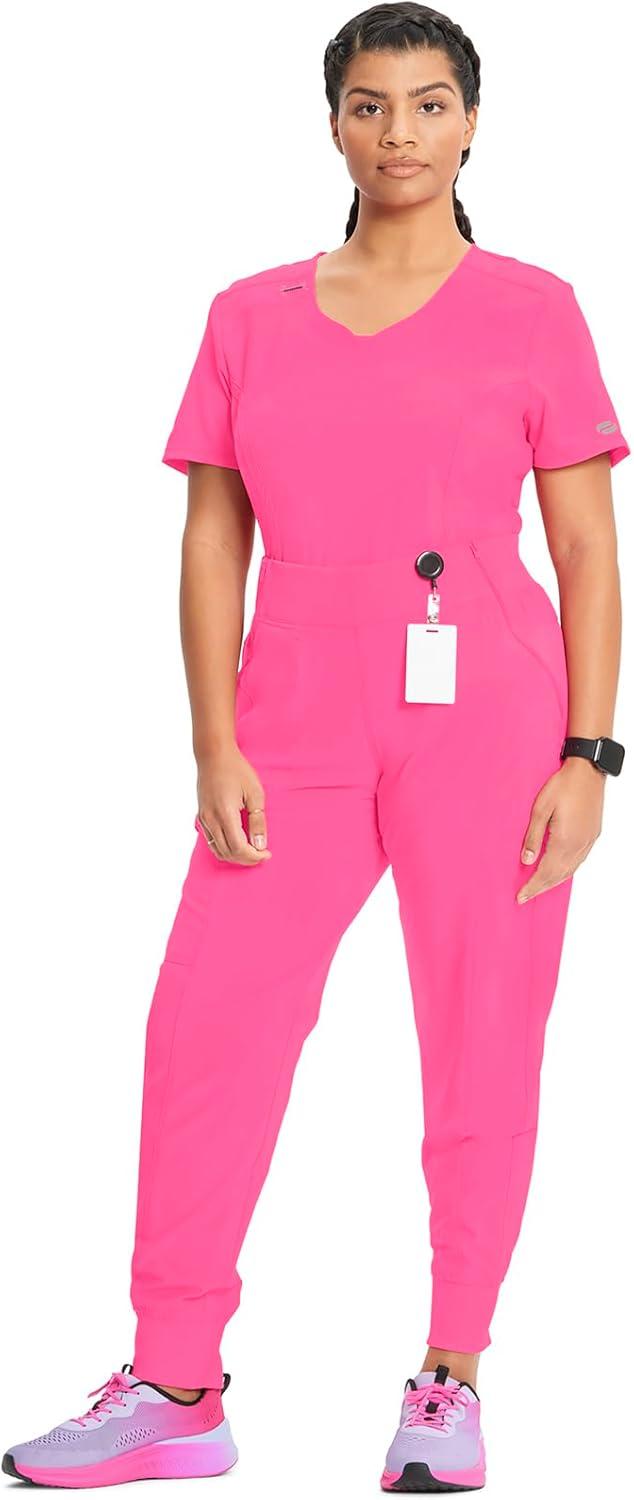 imageCherokee Infinity Womens Scrub Jogger Pants Mid Rise Moisture Wicking WrinkleResistant 360 Stretch 5 Pockets CK110ACarmine Pink