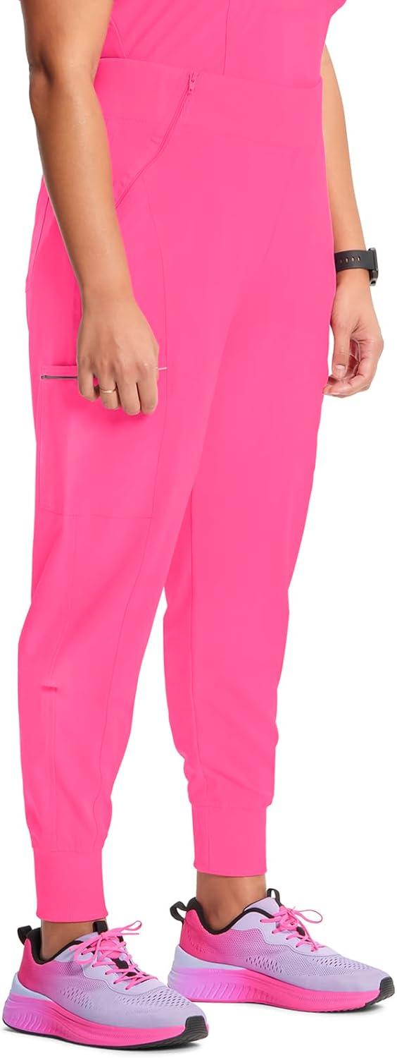 imageCherokee Infinity Womens Scrub Jogger Pants Mid Rise Moisture Wicking WrinkleResistant 360 Stretch 5 Pockets CK110ACarmine Pink