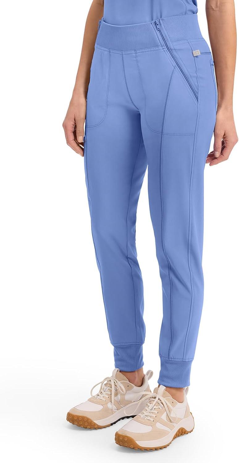 imageCherokee Infinity Womens Scrub Jogger Pants Mid Rise Moisture Wicking WrinkleResistant 360 Stretch 5 Pockets CK110ACiel Blue