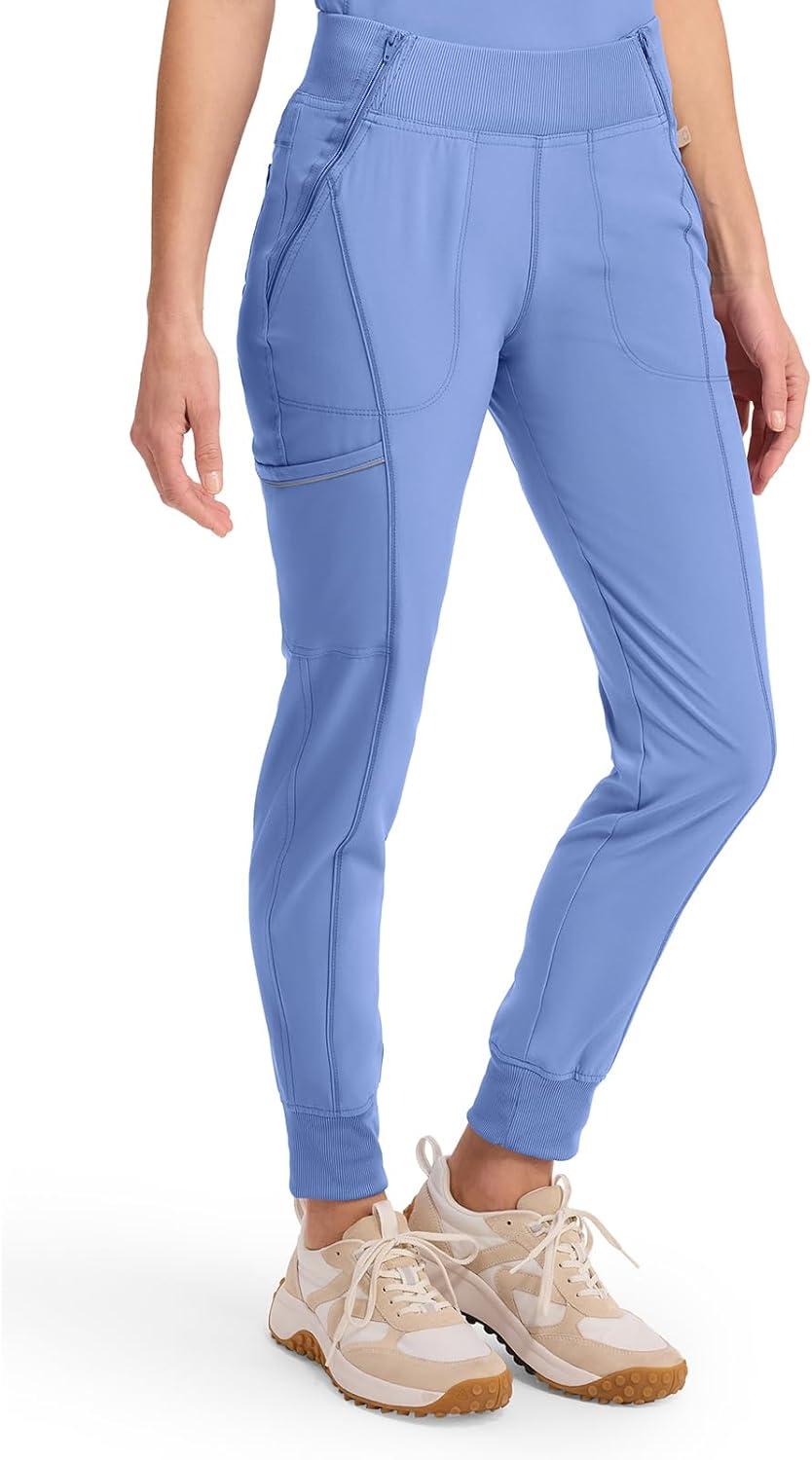 imageCherokee Infinity Womens Scrub Jogger Pants Mid Rise Moisture Wicking WrinkleResistant 360 Stretch 5 Pockets CK110ACiel Blue