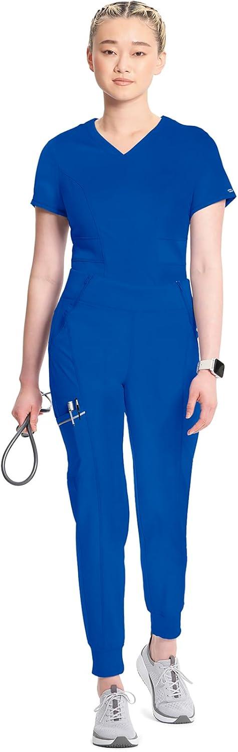 imageCherokee Infinity Womens Scrub Jogger Pants Mid Rise Moisture Wicking WrinkleResistant 360 Stretch 5 Pockets CK110AGalaxy Blue