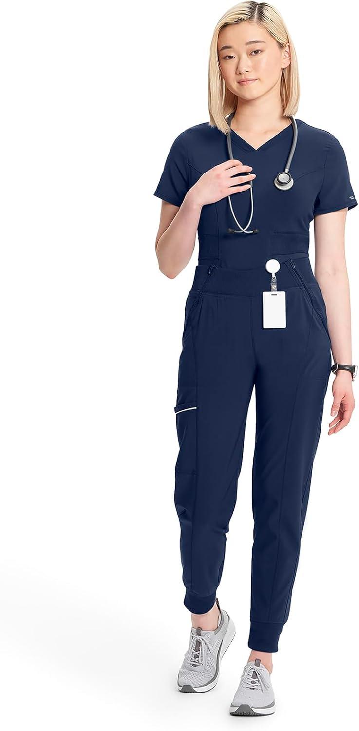 imageCherokee Infinity Womens Scrub Jogger Pants Mid Rise Moisture Wicking WrinkleResistant 360 Stretch 5 Pockets CK110ANavy