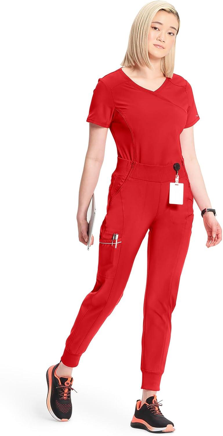imageCherokee Infinity Womens Scrub Jogger Pants Mid Rise Moisture Wicking WrinkleResistant 360 Stretch 5 Pockets CK110ARed