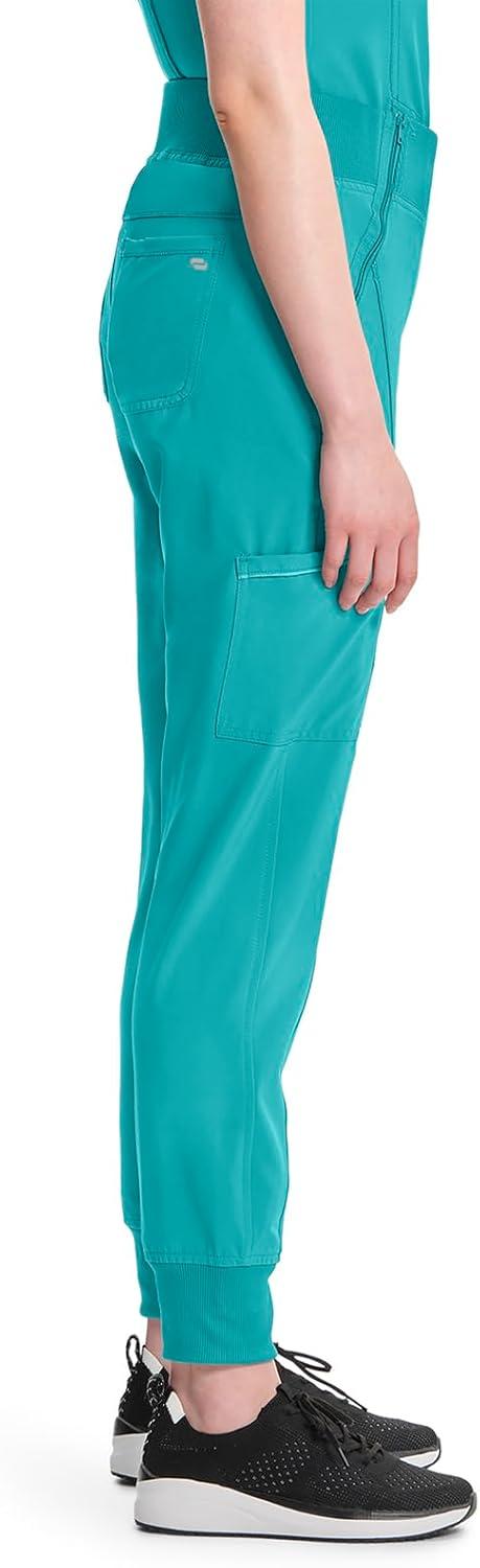 imageCherokee Infinity Womens Scrub Jogger Pants Mid Rise Moisture Wicking WrinkleResistant 360 Stretch 5 Pockets CK110ATeal Blue