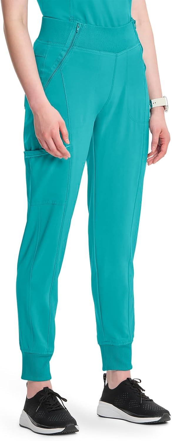 imageCherokee Infinity Womens Scrub Jogger Pants Mid Rise Moisture Wicking WrinkleResistant 360 Stretch 5 Pockets CK110ATeal Blue