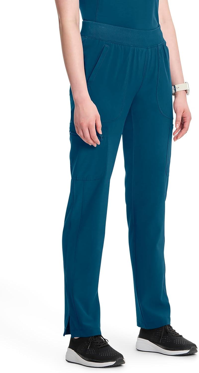 imageCherokee Infinity Womens Scrub Pant Mid Rise Tapered Leg Pullon Bottom with Moisture Wicking amp 360 Stretch Fabric CK065ACaribbean Blue