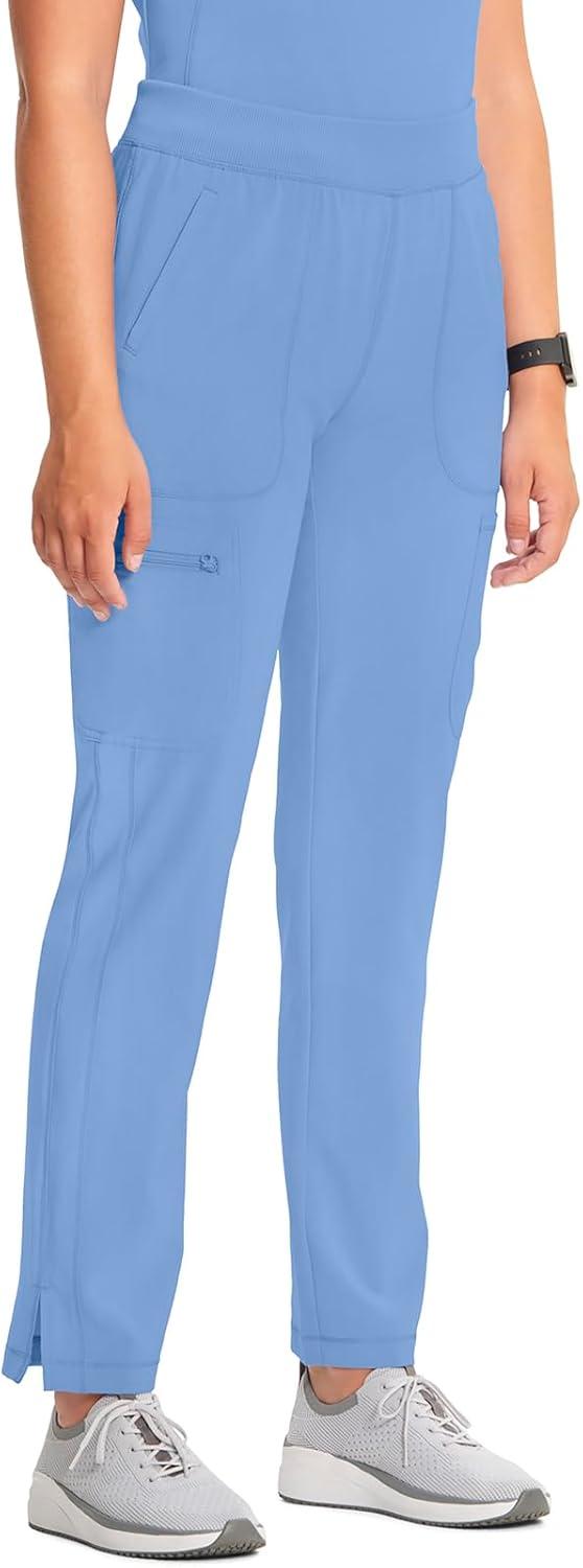imageCherokee Infinity Womens Scrub Pant Mid Rise Tapered Leg Pullon Bottom with Moisture Wicking amp 360 Stretch Fabric CK065ACiel
