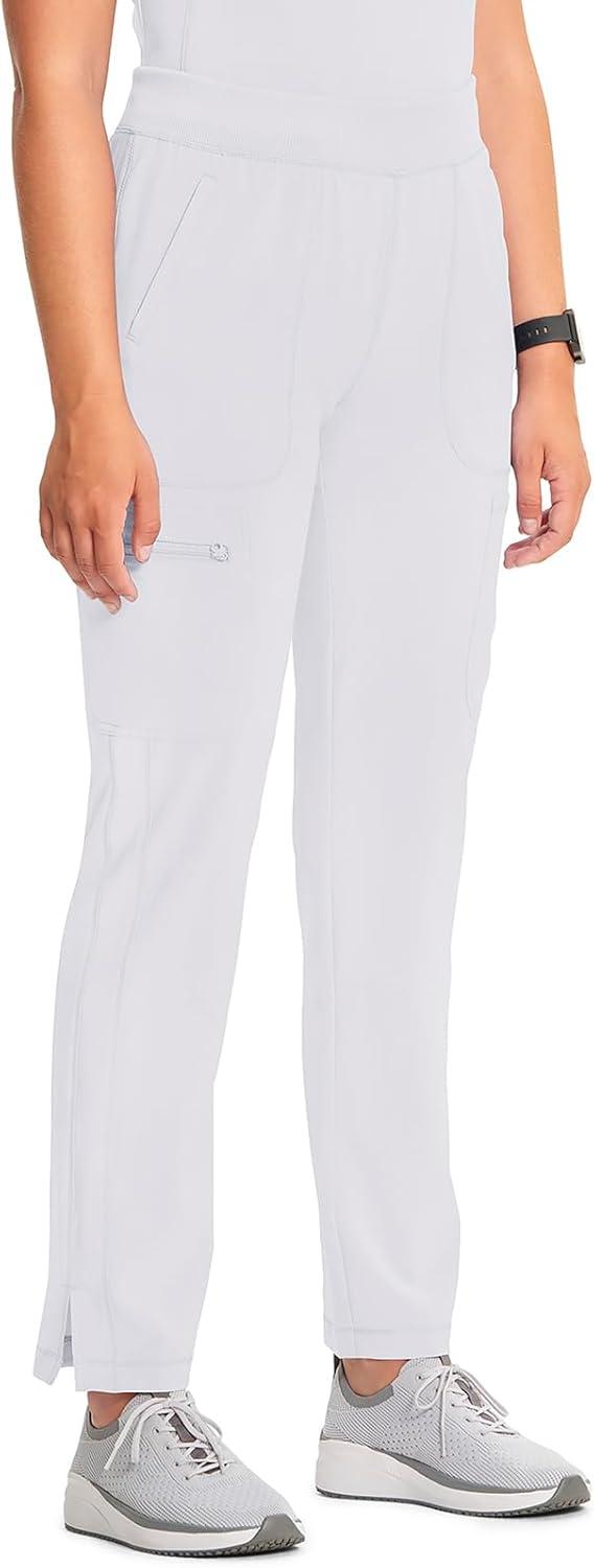 imageCherokee Infinity Womens Scrub Pant Mid Rise Tapered Leg Pullon Bottom with Moisture Wicking amp 360 Stretch Fabric CK065AWhite