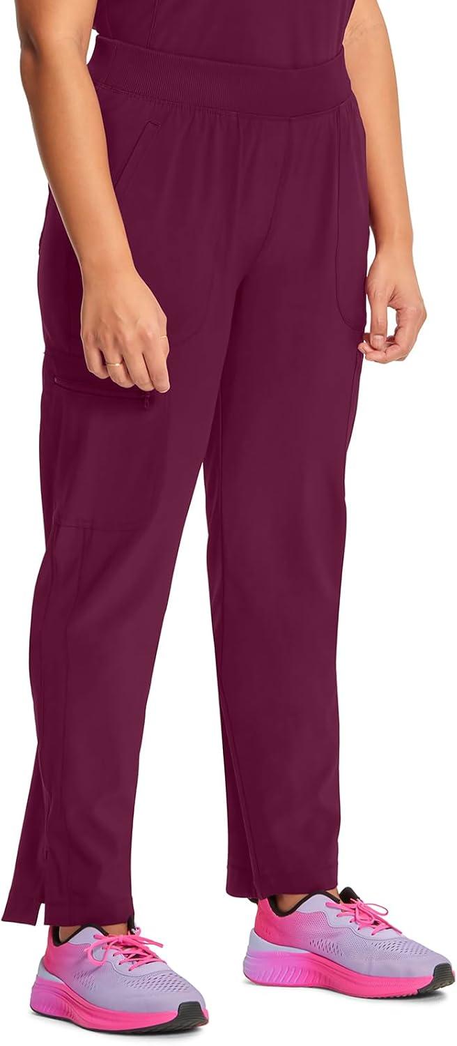 imageCherokee Infinity Womens Scrub Pant Mid Rise Tapered Leg Pullon Bottom with Moisture Wicking amp 360 Stretch Fabric CK065AWine