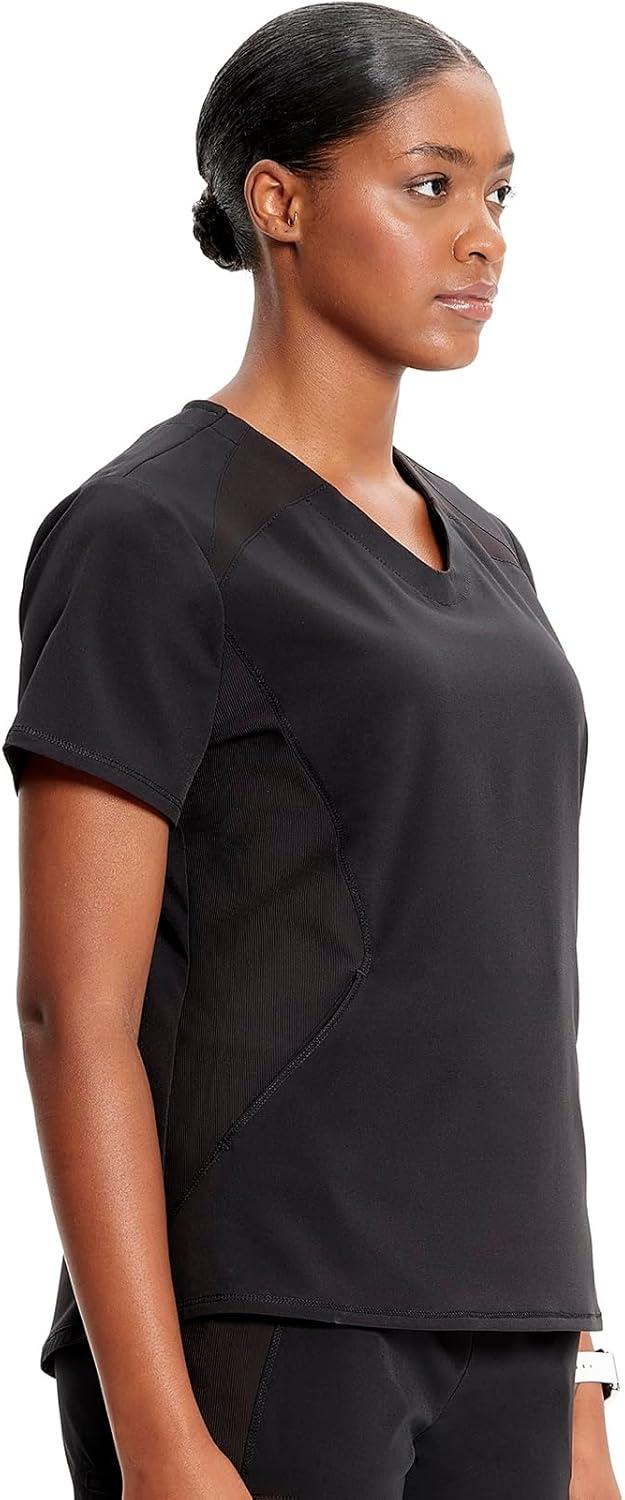 imageCherokee Infinity Womens VNeck Scrub Top Kangaroo Pocket HighLow Hem RibKnit Panels amp PROTX2 Technology IN620ABlack