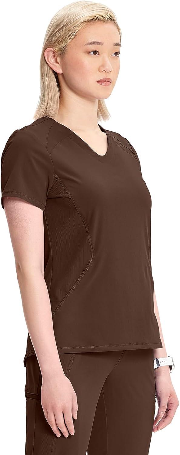 imageCherokee Infinity Womens VNeck Scrub Top Kangaroo Pocket HighLow Hem RibKnit Panels amp PROTX2 Technology IN620AEspresso Express