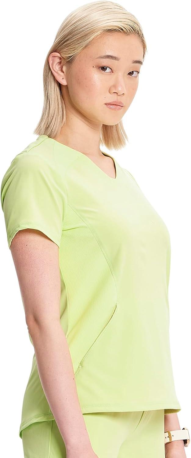 imageCherokee Infinity Womens VNeck Scrub Top Kangaroo Pocket HighLow Hem RibKnit Panels amp PROTX2 Technology IN620AGreen Energy