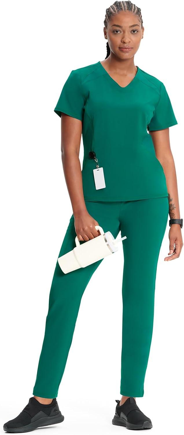 imageCherokee Infinity Womens VNeck Scrub Top Kangaroo Pocket HighLow Hem RibKnit Panels amp PROTX2 Technology IN620AHunter