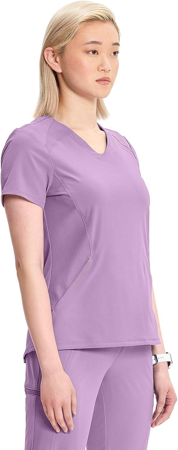 imageCherokee Infinity Womens VNeck Scrub Top Kangaroo Pocket HighLow Hem RibKnit Panels amp PROTX2 Technology IN620ALivewire Lilac