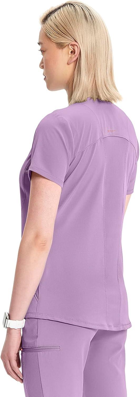 imageCherokee Infinity Womens VNeck Scrub Top Kangaroo Pocket HighLow Hem RibKnit Panels amp PROTX2 Technology IN620ALivewire Lilac