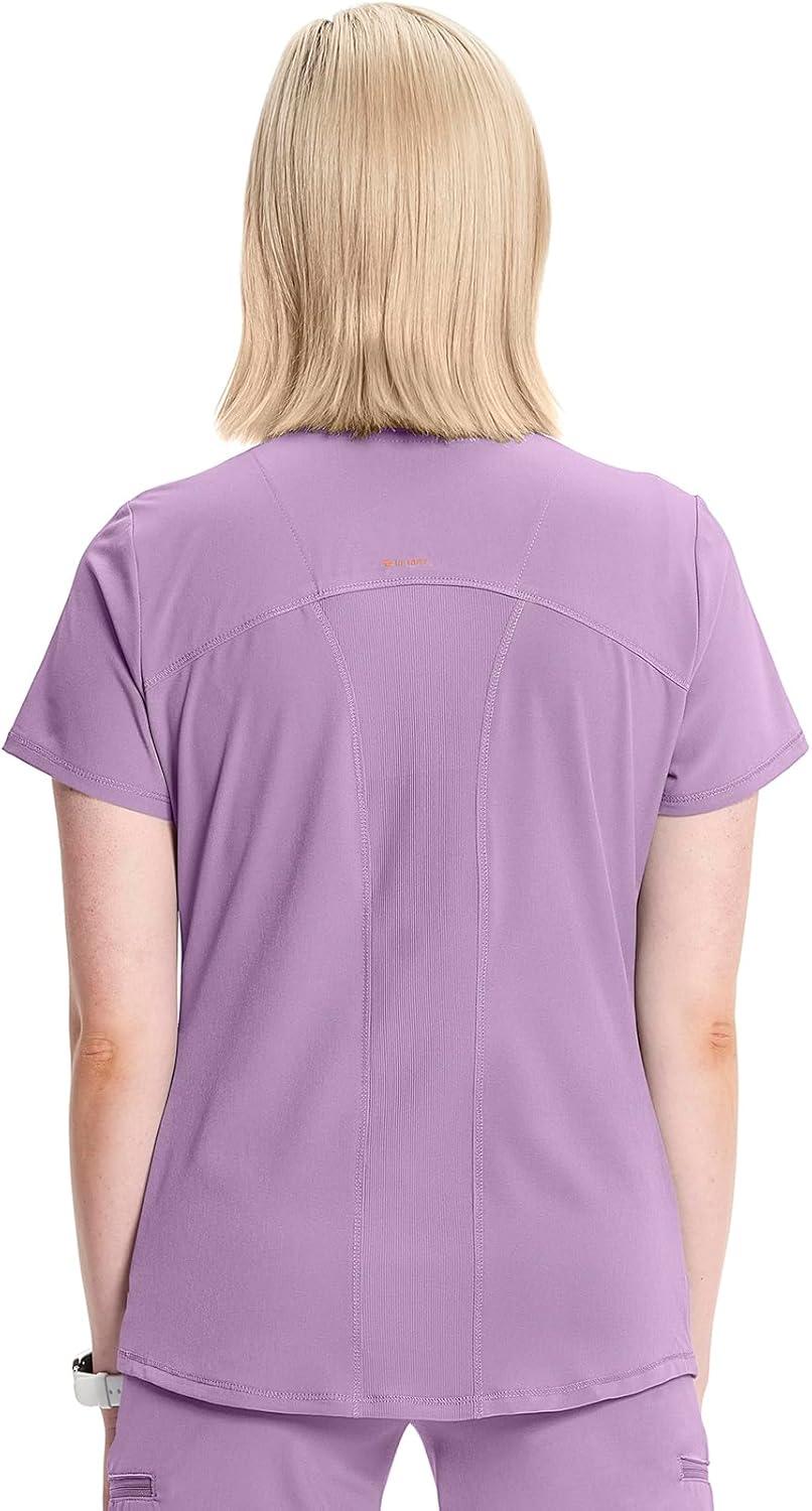 imageCherokee Infinity Womens VNeck Scrub Top Kangaroo Pocket HighLow Hem RibKnit Panels amp PROTX2 Technology IN620ALivewire Lilac