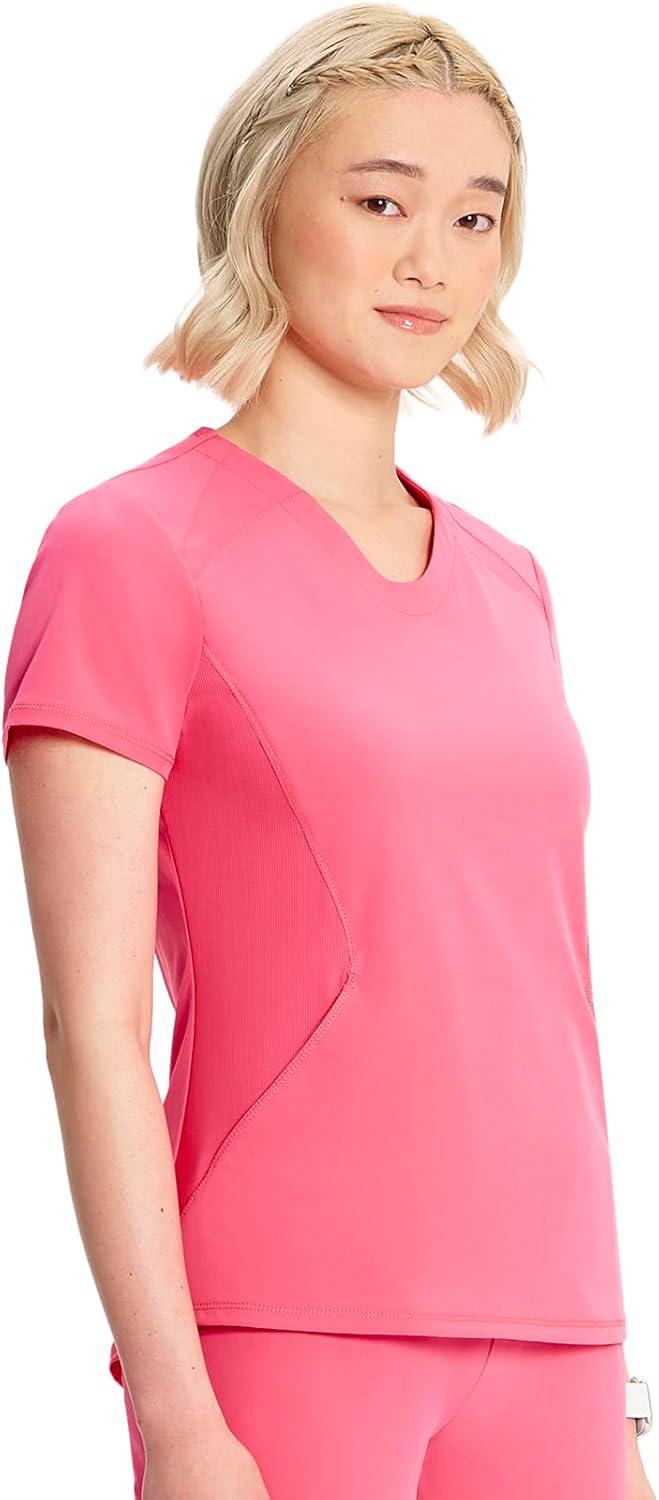 imageCherokee Infinity Womens VNeck Scrub Top Kangaroo Pocket HighLow Hem RibKnit Panels amp PROTX2 Technology IN620APower Pink