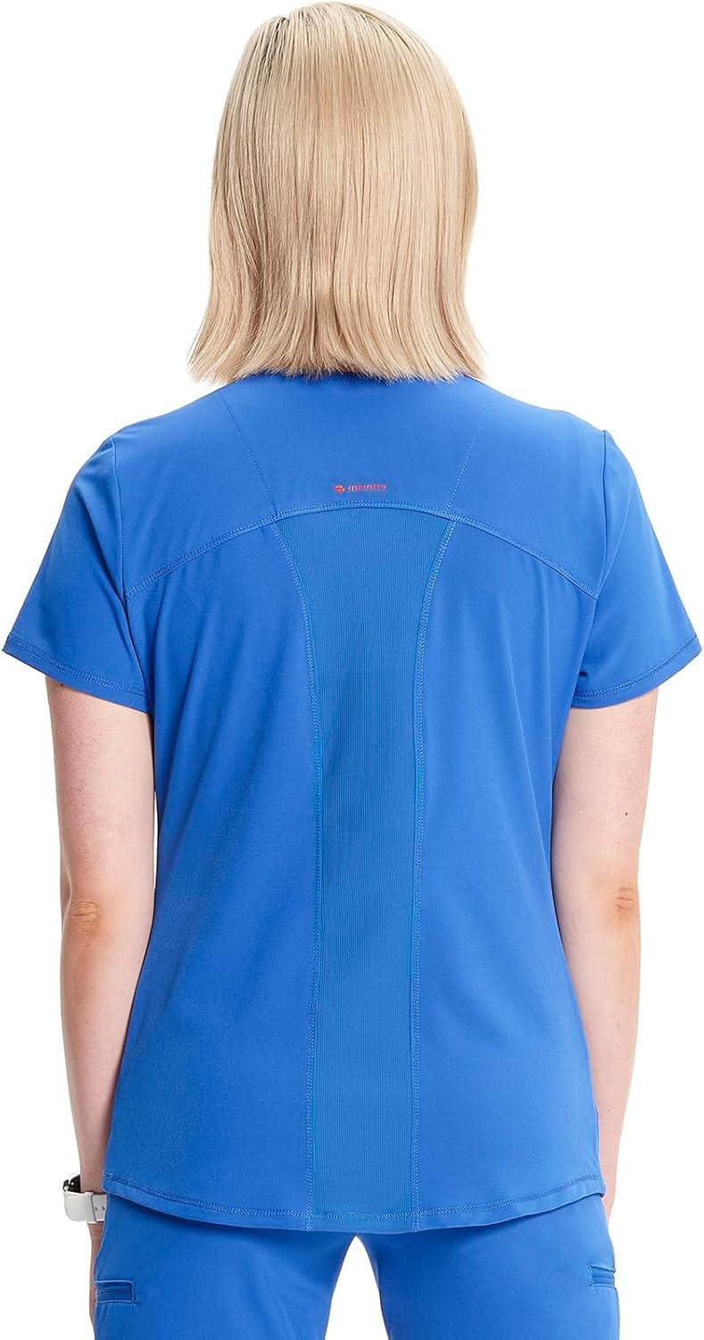 imageCherokee Infinity Womens VNeck Scrub Top Kangaroo Pocket HighLow Hem RibKnit Panels amp PROTX2 Technology IN620ARoyal