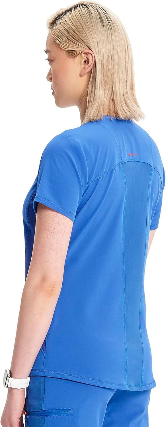 imageCherokee Infinity Womens VNeck Scrub Top Kangaroo Pocket HighLow Hem RibKnit Panels amp PROTX2 Technology IN620ARoyal