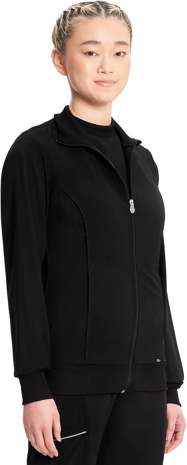 imageCherokee Infinity Womens Zip Front Jacket With 2 Pockets Contemporary Fit Back Shoulder Yokes amp Front Princess Seams 2391ABlack