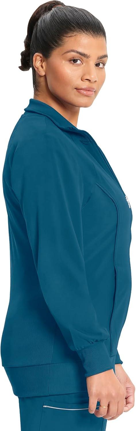 imageCherokee Infinity Womens Zip Front Jacket With 2 Pockets Contemporary Fit Back Shoulder Yokes amp Front Princess Seams 2391ACaribbean Blue