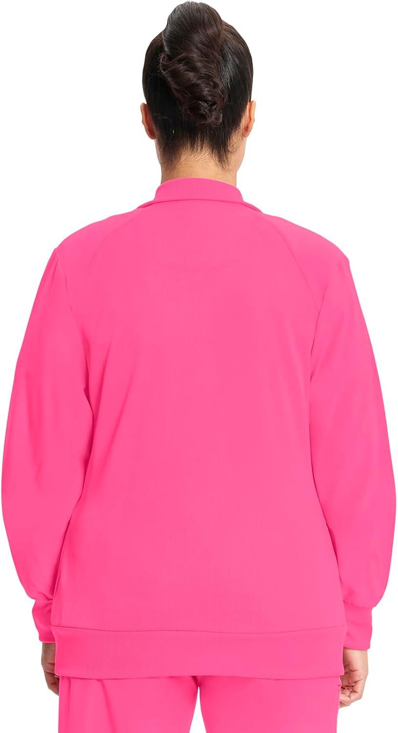 imageCherokee Infinity Womens Zip Front Jacket With 2 Pockets Contemporary Fit Back Shoulder Yokes amp Front Princess Seams 2391ACarmine Pink