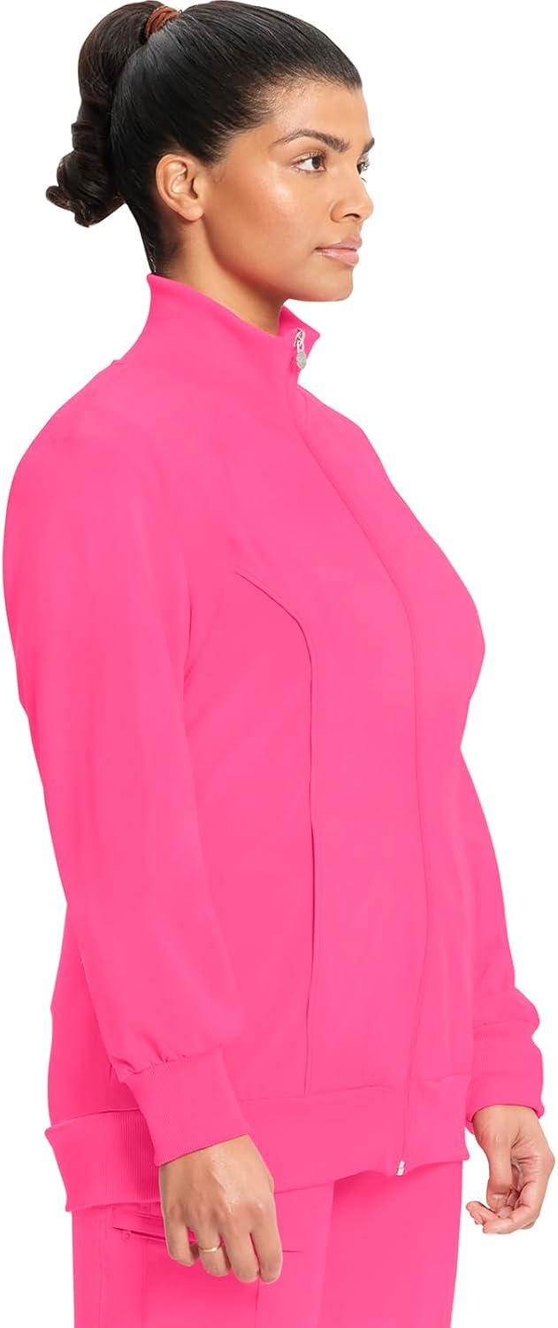 imageCherokee Infinity Womens Zip Front Jacket With 2 Pockets Contemporary Fit Back Shoulder Yokes amp Front Princess Seams 2391ACarmine Pink