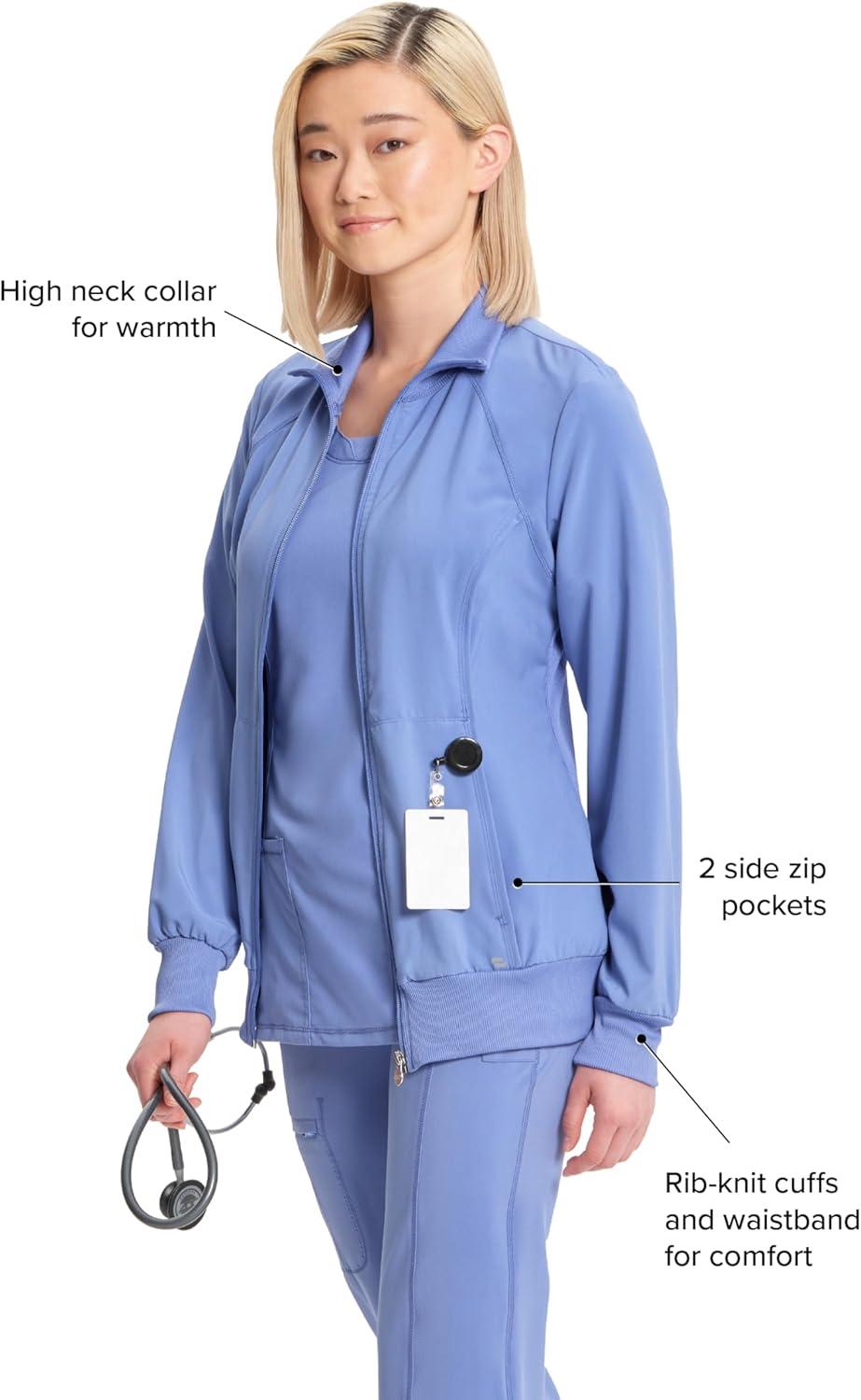 imageCherokee Infinity Womens Zip Front Jacket With 2 Pockets Contemporary Fit Back Shoulder Yokes amp Front Princess Seams 2391ACiel