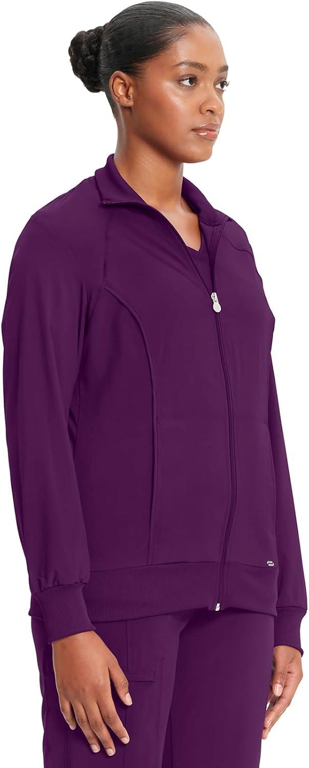 imageCherokee Infinity Womens Zip Front Jacket With 2 Pockets Contemporary Fit Back Shoulder Yokes amp Front Princess Seams 2391AEggplant