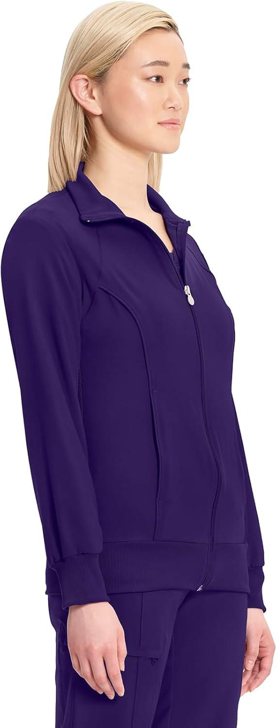 imageCherokee Infinity Womens Zip Front Jacket With 2 Pockets Contemporary Fit Back Shoulder Yokes amp Front Princess Seams 2391AGrape
