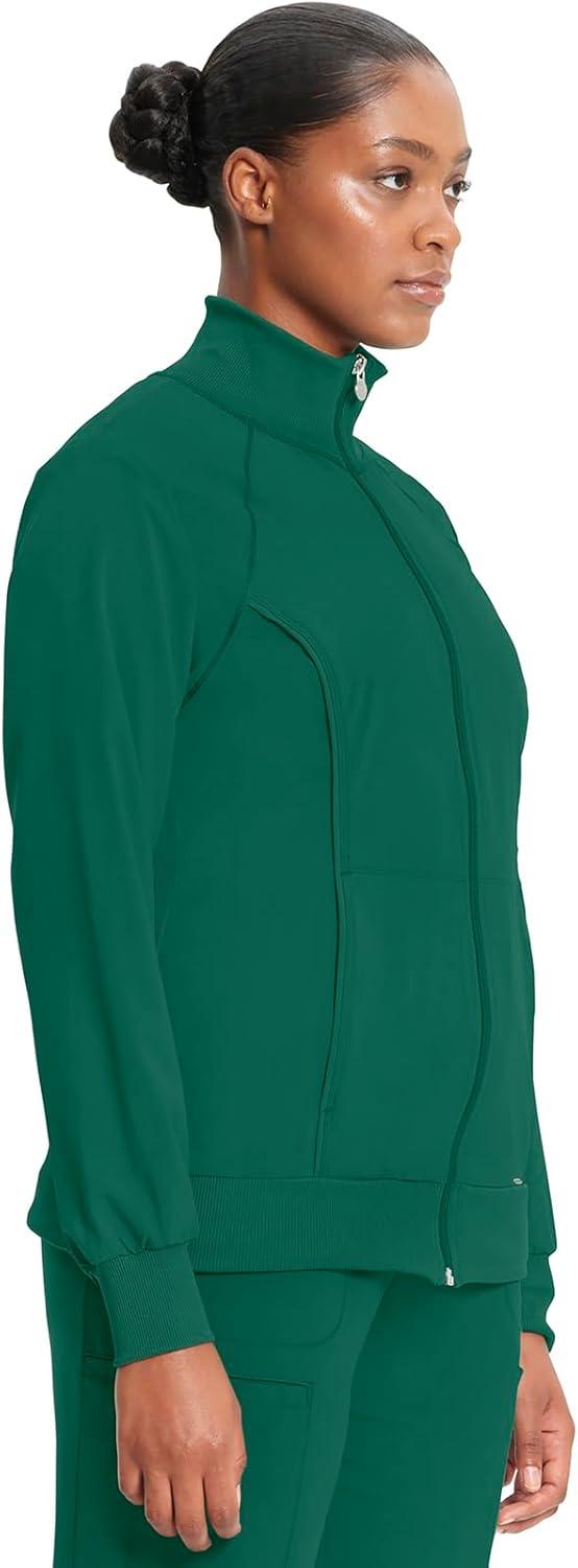 imageCherokee Infinity Womens Zip Front Jacket With 2 Pockets Contemporary Fit Back Shoulder Yokes amp Front Princess Seams 2391AHunter Green