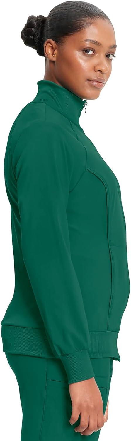 imageCherokee Infinity Womens Zip Front Jacket With 2 Pockets Contemporary Fit Back Shoulder Yokes amp Front Princess Seams 2391AHunter Green