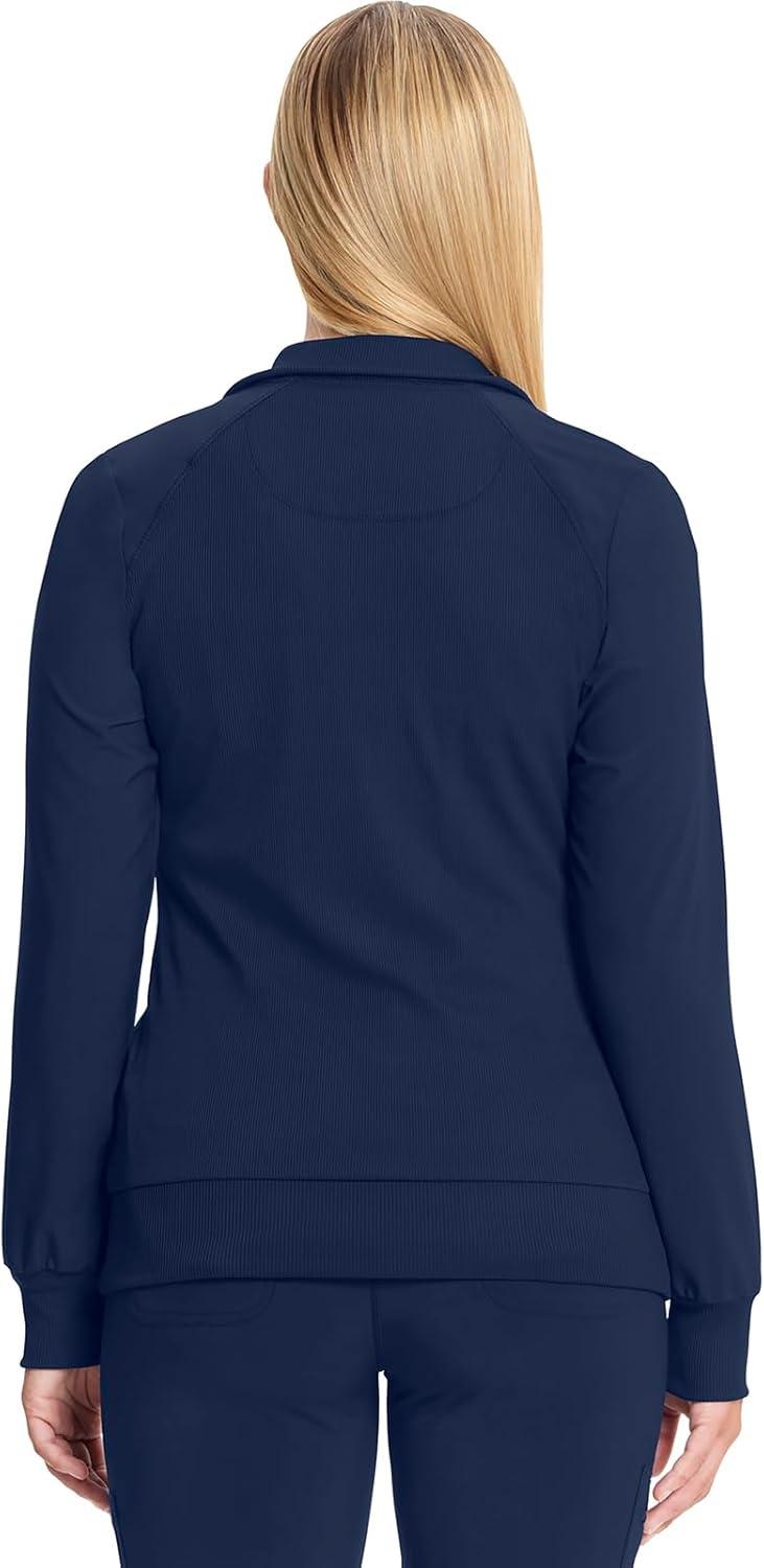 imageCherokee Infinity Womens Zip Front Jacket With 2 Pockets Contemporary Fit Back Shoulder Yokes amp Front Princess Seams 2391ANavy