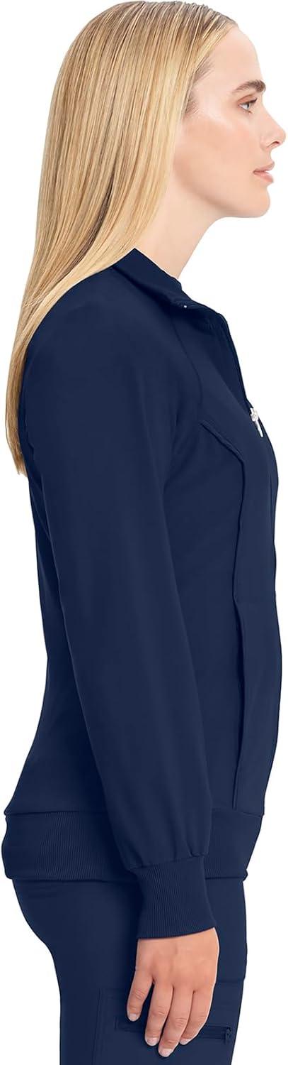 imageCherokee Infinity Womens Zip Front Jacket With 2 Pockets Contemporary Fit Back Shoulder Yokes amp Front Princess Seams 2391ANavy