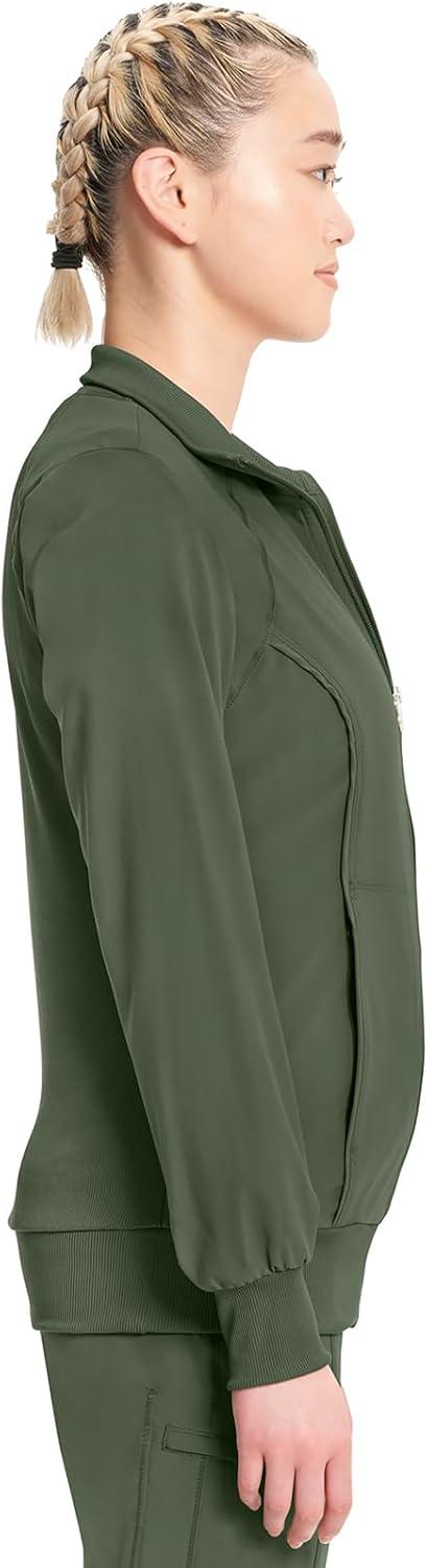 imageCherokee Infinity Womens Zip Front Jacket With 2 Pockets Contemporary Fit Back Shoulder Yokes amp Front Princess Seams 2391AOlive